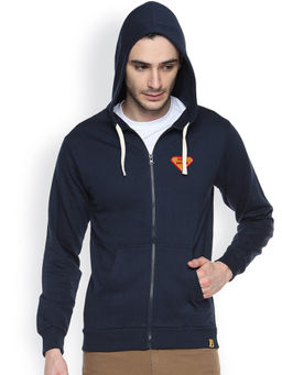 Campus Sutra - Mens Navy Blue Super-DoctorApplique Zip-Front Jacket