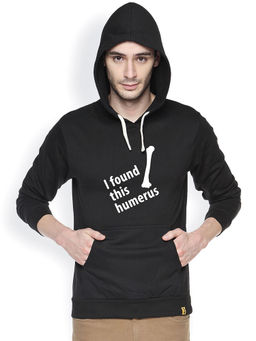 Campus Sutra - Mens Onyx Black Funny-Bone Print Pullover Hoodie