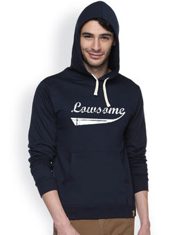 Campus Sutra - Mens Midnight Blue Lawsome Print Pullover Hoodie