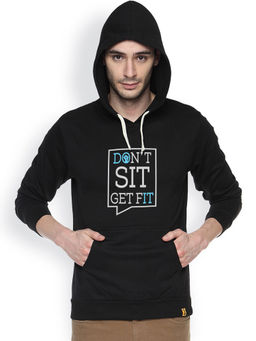 Campus Sutra - Mens Onyx Black Don't-Sit Print Pullover Hoodie