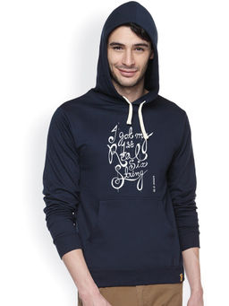 Campus Sutra - Mens Navy Blue Summer-Of-69 Print Pullover Hoodie