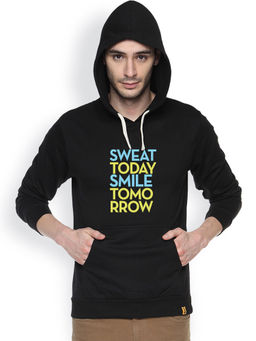 Campus Sutra - Mens Onyx Black Sweat-Today Print Pullover Hoodie