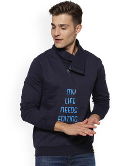 CAHOOT - Mens Midnight Blue Life-Needs-Editing Print Sweatshirt