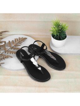 Mochi - Black Casual Flat Sandals