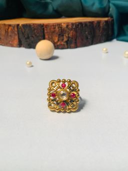 Abdesigns - Traditional High Quality Gold Plated Ring - Pink