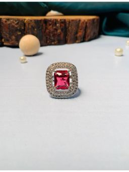 Abdesigns - Classic Silver Plated Diana Ring - Red
