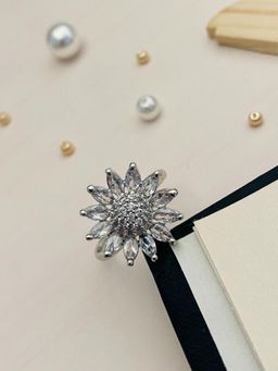 Abdesigns - Exquisite Silver Plated American Diamond Ring - White