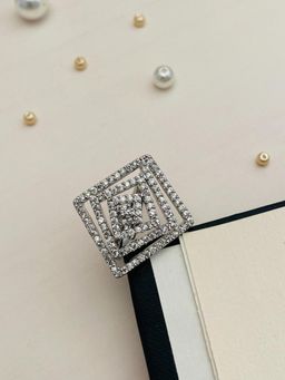 Abdesigns - Impressive Solitaire Silver Plated American Diamond Ring - Silver