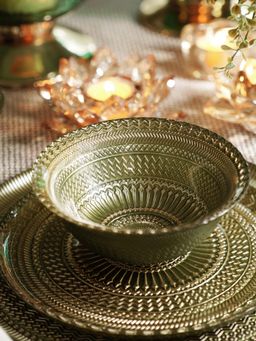 Pure Home + Living - Green Ribbed Small Bowls (Pack of 2)