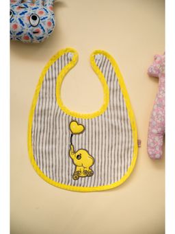 ADYA - Multi-Color Elephant Embroidered Cotton Reversible Bibs