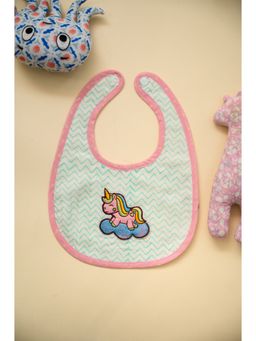 ADYA - Multi-Color Unicorn Embroidered Cotton Reversible Bibs