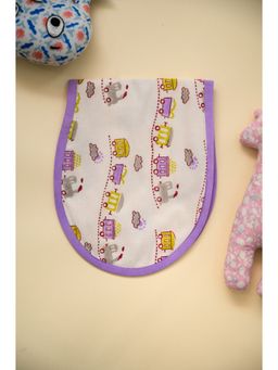 ADYA - Multi-Color Train Block Printed Reversible Cotton Burp Cloth