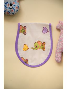 ADYA - Multi-Color Elephant Block Printed Reversible Cotton Burp Cloth