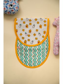 ADYA - Multi-Color Winnie-The-Pooh Block Printed Reversible Cotton Burp Cloth