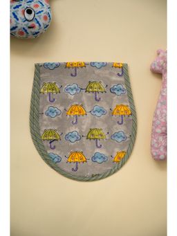 ADYA - Multi-Color Umbrella Block Printed Reversible Cotton Burp Cloth
