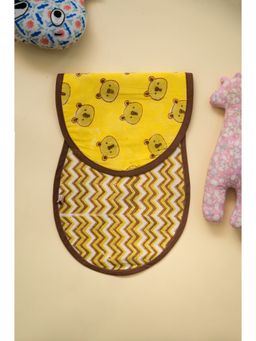 ADYA - Multi-Color Teddy Block Printed Reversible Cotton Burp Cloth