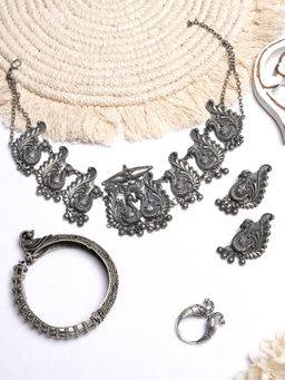 Teejh - by Joker and Witch Mayurika Silver Oxidised Jewelry Gift Set