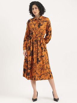United Colors of Benetton - Women Mustard Floral Shirt Midi Dress