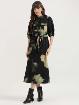 United Colors of Benetton - Women Black Floral Shirt Midi Dress
