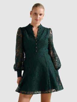 Forever New - Women Green Self Design Mini Dress