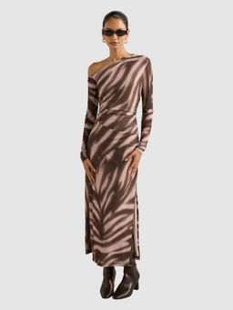 Forever New - Women Brown Abstract Maxi Dress