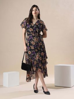 Globus - Women Black Floral Midi Dress