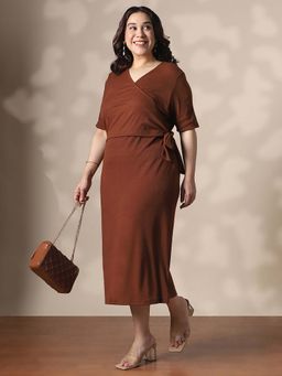 Globus - Women Brown Tie-ups Midi Dress