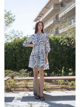 SANSKRUTIHOMES - Women White Printed Mini Dress