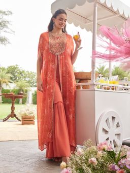 Label S4U - Orange Blossom Sharara with Bustier and Cape