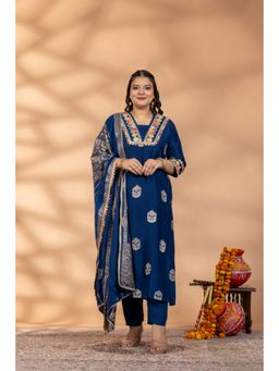 Mamicha - Blue Neelam Noor Kurta with Pant and Dupatta