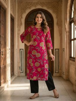 FASHOR - Floral Printed Straight Kurta