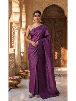 AMRUTKALA SAREES - Purple Designer Banarasi Silk Kanjivaram Solid Saree with Unstitched Blouse