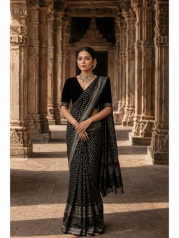 AMRUTKALA SAREES - Black Designer Banarasi Silk Kanjivaram Solid Saree with Unstitched Blouse