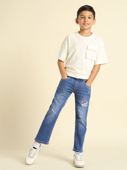 U.S. POLO ASSN. - Kids Boys Relaxed Fit Lightly Distressed Jeans Blue