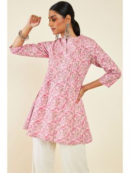 Soch - Women Pink Rayon Floral Tunic