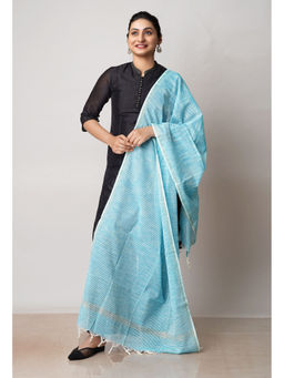 Unnati Silks - Blue Pure Woven Mangalgiri Cotton Dupatta