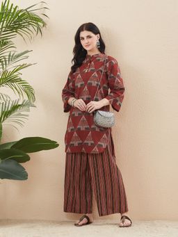 MOKOSH - Red Women Cotton Printed Kurta and Palazzo