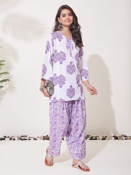 MOKOSH - Lavender Women Cotton Floral Printed Kurta and Palazzo