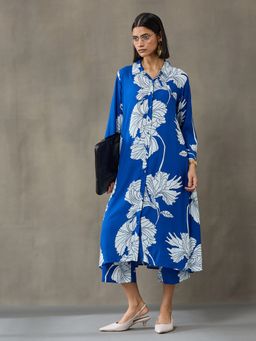 Black & Blah Blah - Women Blue Viscose Rayon Floral Print Co-ord Set