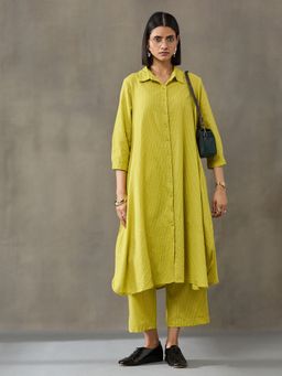 Black & Blah Blah - Yellow Viscose Rayon Stripes Co-ord Set