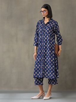 Black & Blah Blah - Blue Pure Cotton Floral Print Co-ord Set