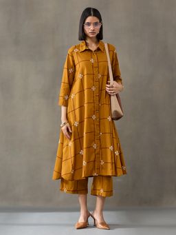 Black & Blah Blah - Mustard Pure Cotton Checks Co-ord Set