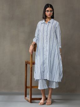 Black & Blah Blah - Blue Pure Cotton Stripes Co-ord Set