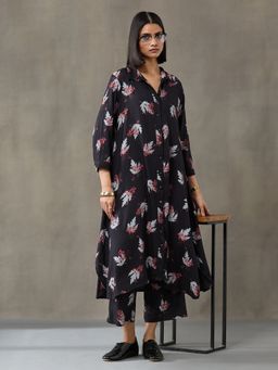 Black & Blah Blah - Black Viscose Rayon Floral Co-ord Set