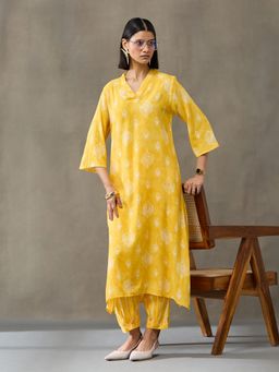 Black & Blah Blah - Yellow Viscose Rayon Floral Co-ord Set