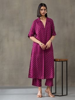 Black & Blah Blah - Pink Viscose Rayon Floral Co-ord Set