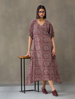 Black & Blah Blah - Multi-Color Floral Printed A-Line Cotton Dress