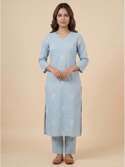 Bcz Style - Blue Embroidered Regular Kurta and Pant
