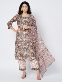 Bcz Style - Green Women Floral Printed Kurta and Pant with Dupatta