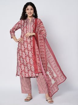 Bcz Style - Red Women Printed Kurta and Pant with Dupatta